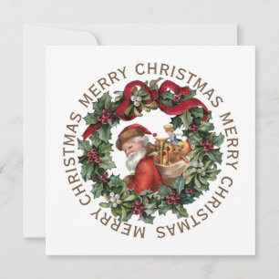Weihnachtsgirlande Santa Vintage roter Bogen Stech Feiertagskarte