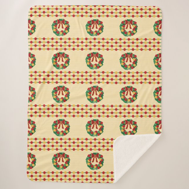 Weihnachtsgirlande Strickmuster Sherpadecke (Vorderseite)
