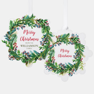 Weihnachtsgirlande Wasserfarbe Urlaub Familienname Ornament Karte