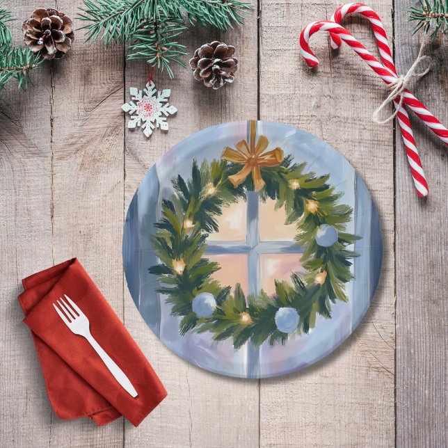 Weihnachtsgirlande Wasserfarben Pappteller (Von Creator hochgeladen)