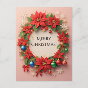 Weihnachtsgirlande 🎄✨ Weihnachtsstern Kugeln Gold Postkarte