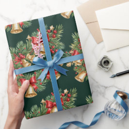 Weihnachtsgirlanden-Verpackungspapier mit Glocken  Geschenkpapier