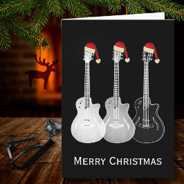 Weihnachtsgitarre Einfach Schwarz und Weiß Karte