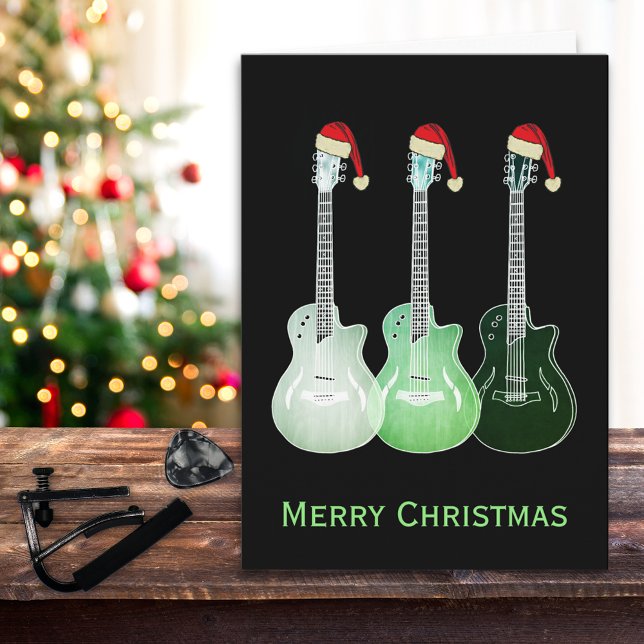 Weihnachtsgitarre Santa Cool Karte (Cool electric guitar merry christmas holiday greetings card)