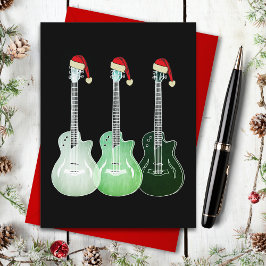 Weihnachtsgitarre Santa green Feiertagspostkarte