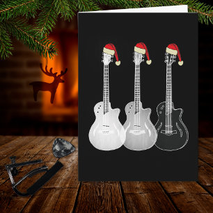 Weihnachtsgitarre Santa Schwarz und Weiß Karte