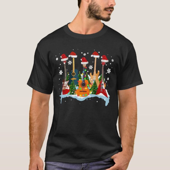 Weihnachtsgitarre Tree Funny Guitarist Weihnachten T-Shirt (Vorderseite)