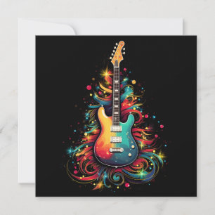 Weihnachtsgitarre Weihnachtsbaum Grußkarte Feiertagskarte