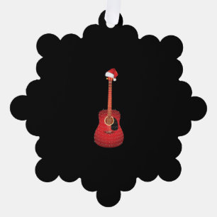 Weihnachtsgitarre-Weihnachtsmannmütze Ornament Karte