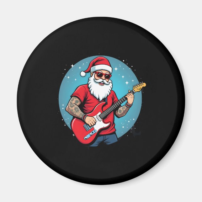 Weihnachtsgitarrist Rockmusic Christmas (1) Magnet (Vorne)