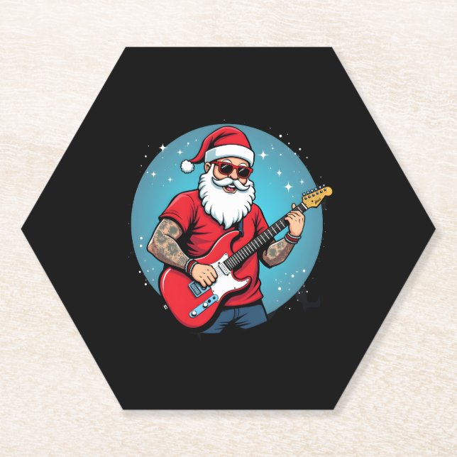 Weihnachtsgitarrist Rockmusic Christmas (1) Untersetzer (Vorderseite)