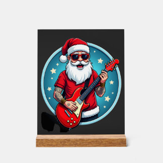 Weihnachtsgitarrist Rockmusik Weihnachten (2) Acrylschild