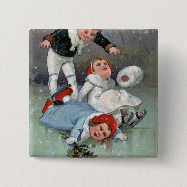 WeihnachtsgladnessIce Skaten Kids Collapse Button (Vorderseite)