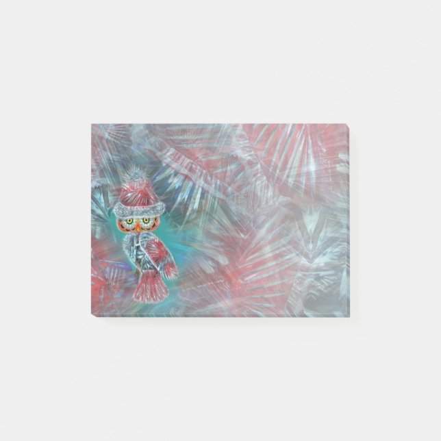 WeihnachtsGlamour-Mode-Sankt-Eule Post-it Klebezettel (Vorderseite)