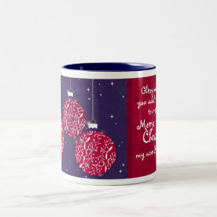 Weihnachtsglanz-Kugel rot/blau Ehefrau-Tasse Zweifarbige Tasse