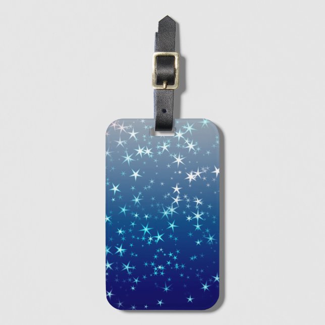 Weihnachtsglanz Sterne Blauer Himmel Gepäckanhänger (Vorderseite Vertikal)