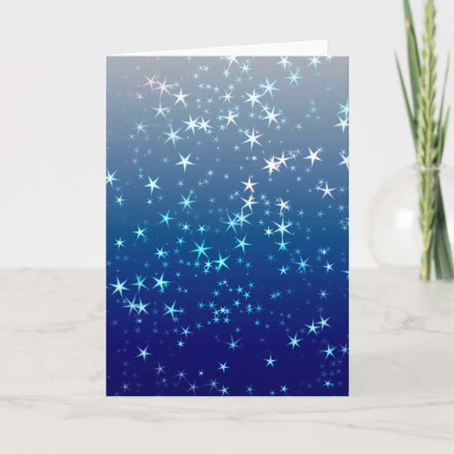 Weihnachtsglanz Sterne Blauer Himmel Karte (Vorderseite)