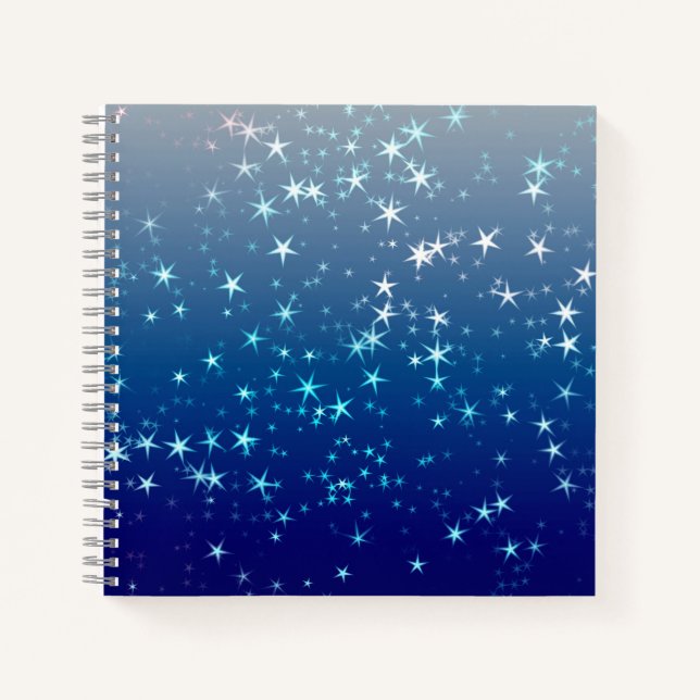 Weihnachtsglanz Sterne Blauer Himmel Notizbuch (Vorderseite)