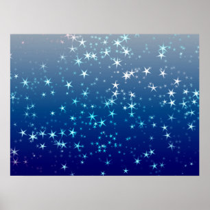 Weihnachtsglanz Sterne Blauer Himmel Poster