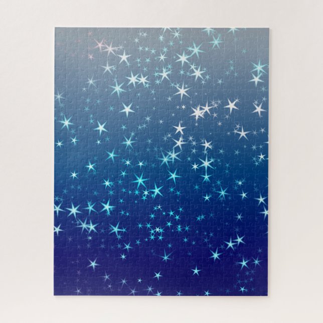 Weihnachtsglanz Sterne Blauer Himmel Puzzle (Vertikal)