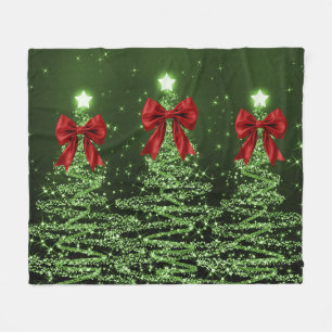 Weihnachtsglanzbäume Grün mit falscher roter Schle Fleecedecke