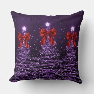 Weihnachtsglanzbäume Lila mit falscher roter Schle Kissen