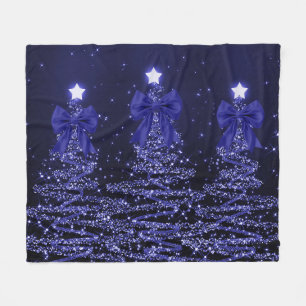 Weihnachtsglanzbäume Navy Blau Falsche Schleife Fleecedecke