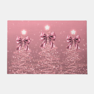 Weihnachtsglanzbäume Rosa Faux-Schleife Fußmatte