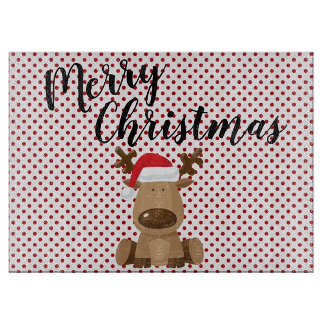 Weihnachtsglas-Schneiderschaft Rentier Polka Dot P Schneidebrett (Vorderseite)