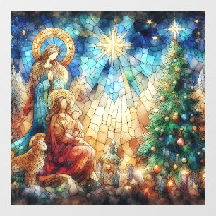 Weihnachtsglasfenster verkleidet fensteraufkleber