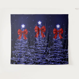 Weihnachtsglitzbäume Marineblau mit falscher roter Wandteppich