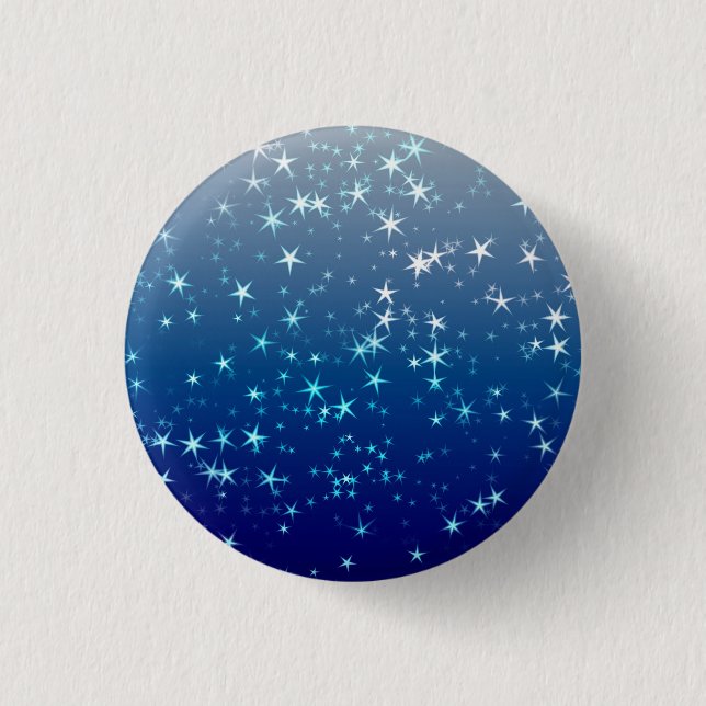 Weihnachtsglitzer Sterne Blauer Himmel Button (Vorderseite)