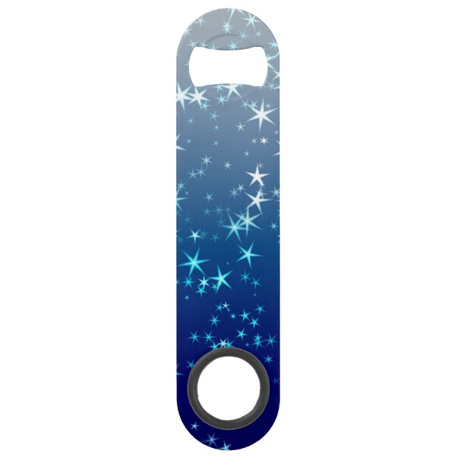 Weihnachtsglitzer Sterne Blauer Himmel Speed Flaschenöffner (Vorderseite)