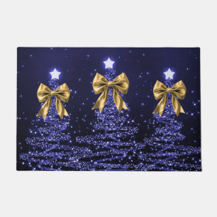 Weihnachtsglitzernde Bäume Navy Blau Falscher Gold Fußmatte