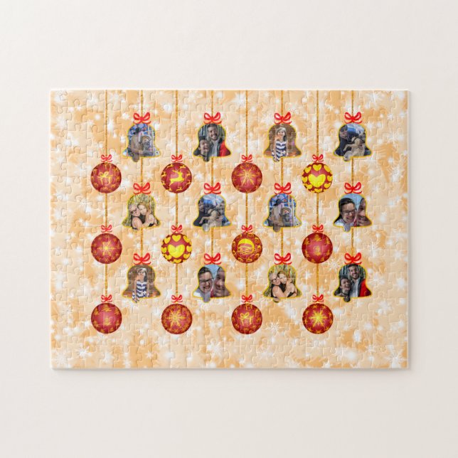 Weihnachtsglocke & Ball Ornamente 6 Fotos L-Peach Puzzle (Horizontal)