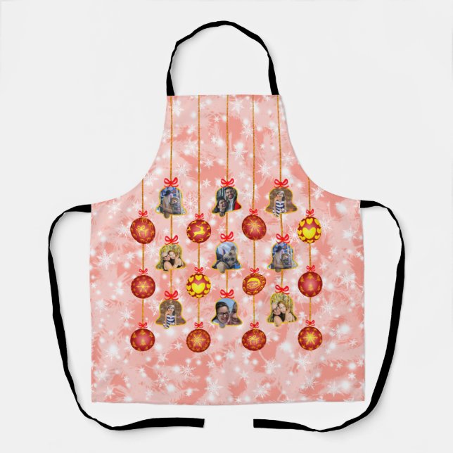 Weihnachtsglocke & Ball Ornamente 6 Fotos L-Red A Schürze (Vorderseite)