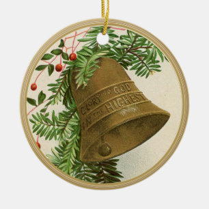 Weihnachtsglocke (Evergreen) Gold Keramik Ornament