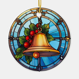Weihnachtsglocke im Buntglasstil Keramik Ornament