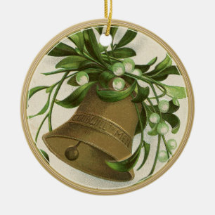 Weihnachtsglocke (Mistletoe) Gold Keramik Ornament