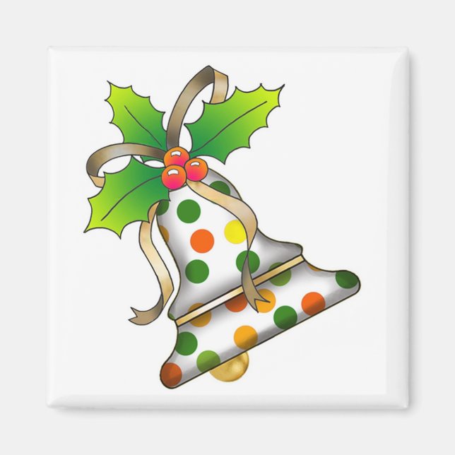 Weihnachtsglocke mit Holly-12 Magnet (Vorne)