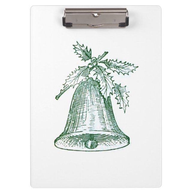 Weihnachtsglocke mit Holly Klemmbrett (Vorderseite)