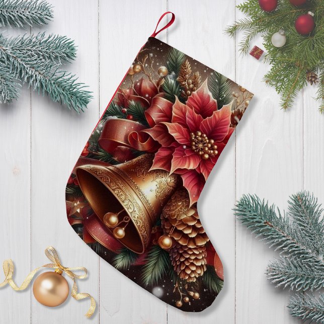 Weihnachtsglocke & Poinsettia Kleiner Weihnachtsstrumpf (Von Creator hochgeladen)