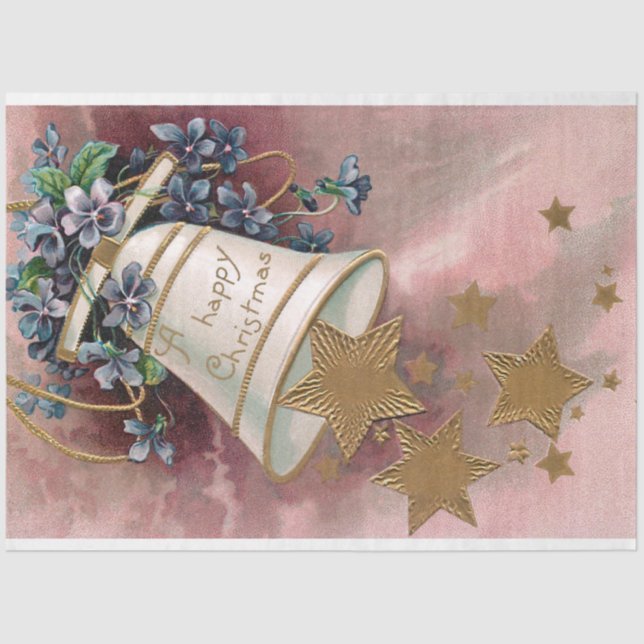 Weihnachtsglocke, Sterne & Vergessen-Me-Noten Seidenpapier (Vorderseite)