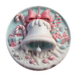 Weihnachtsglocke und Bonbons Schneidebrett