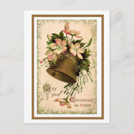 Weihnachtsglocke und wilde Rose, Vintag Postkarte