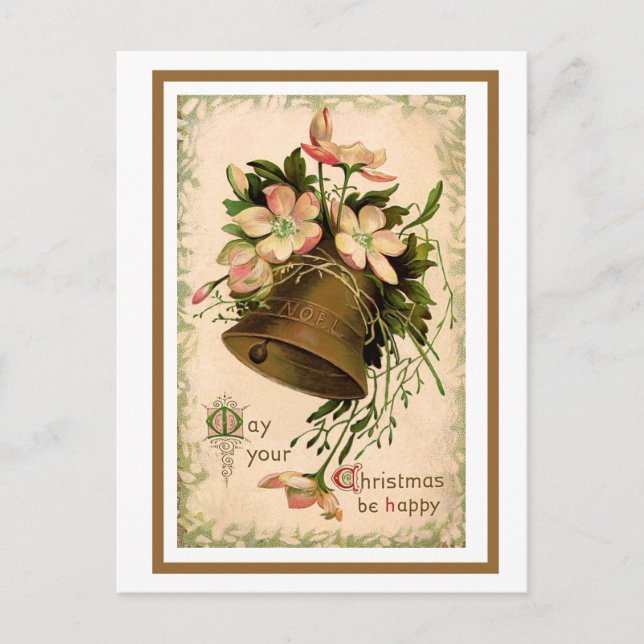 Weihnachtsglocke und wilde Rose, Vintag Postkarte (Vorderseite)