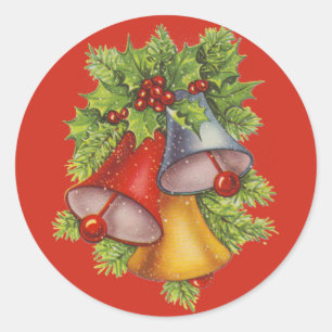 Weihnachtsglocken auf Blue Classic Round Sticker