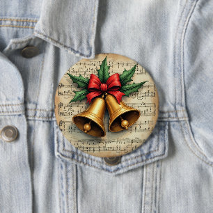 Weihnachtsglocken auf Notenpapier, Button