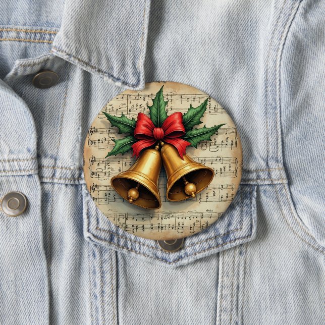 Weihnachtsglocken auf Notenpapier, Button (Beispiel)