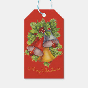 Weihnachtsglocken auf Red Gift Tags Geschenkanhänger